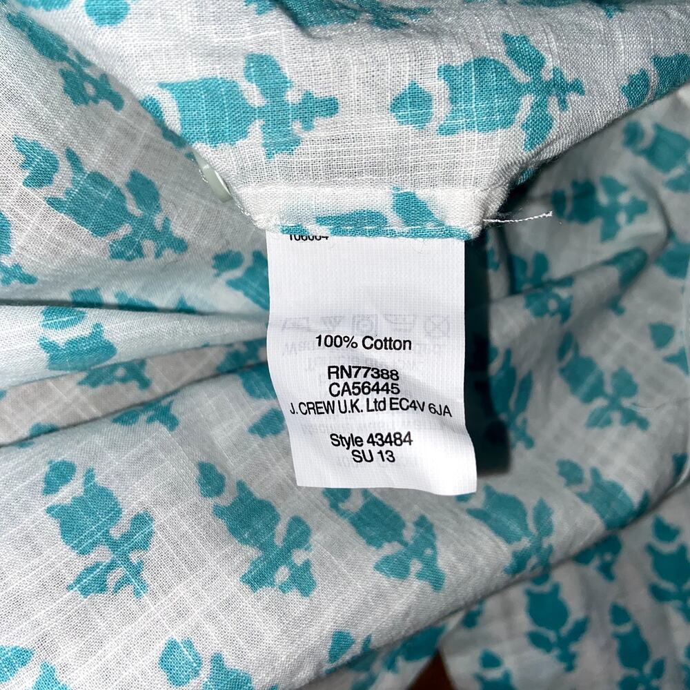 J Crew Blouse Women 4 Cotton Novelty Popover Pocket Popover - Picture 5 of 5